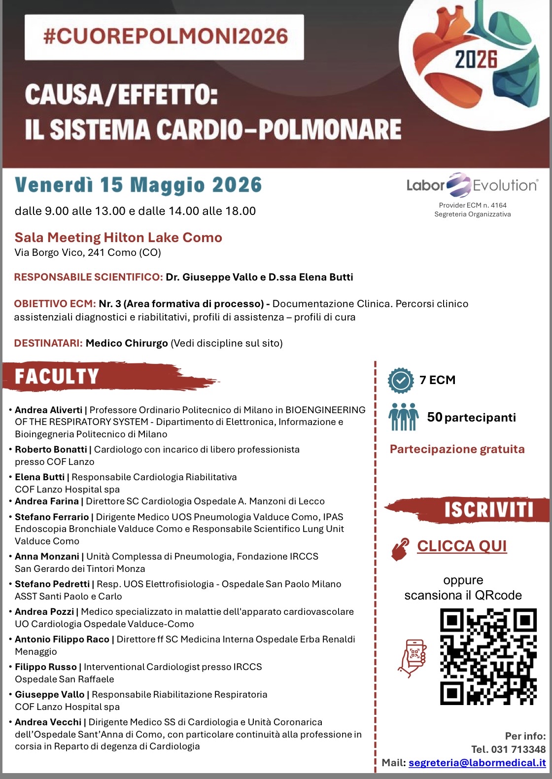 Causa/Effetto: il sistema cardio-polmonare. Como, Hotel Hilton 15 maggio
